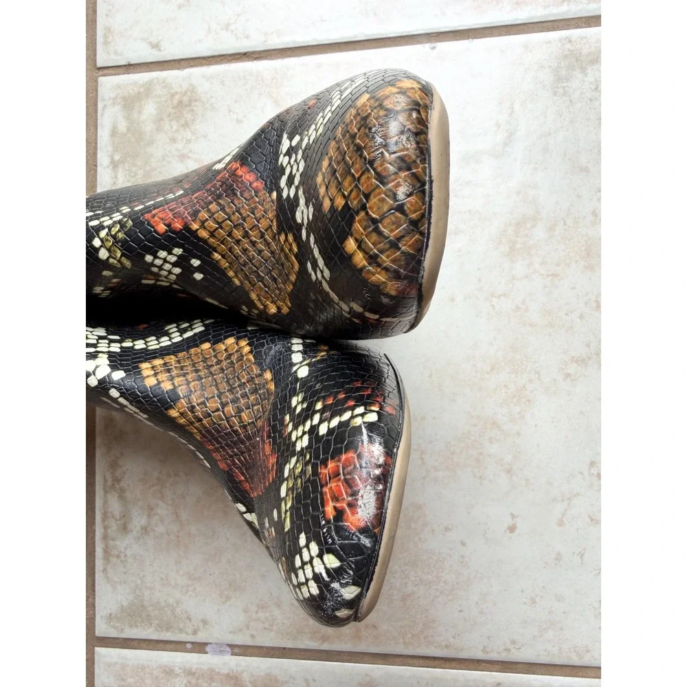 Circus by Sam Edelman Kate‎ Snakeskin Print Block Heel Ankle Boots Womens 8M